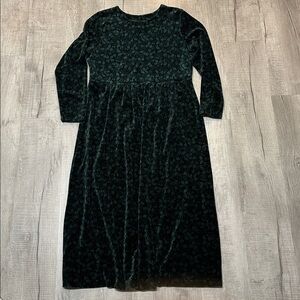 Vintage 90s L.L. Bean Velvet Holly Leaf Green dress - women’s M - medium